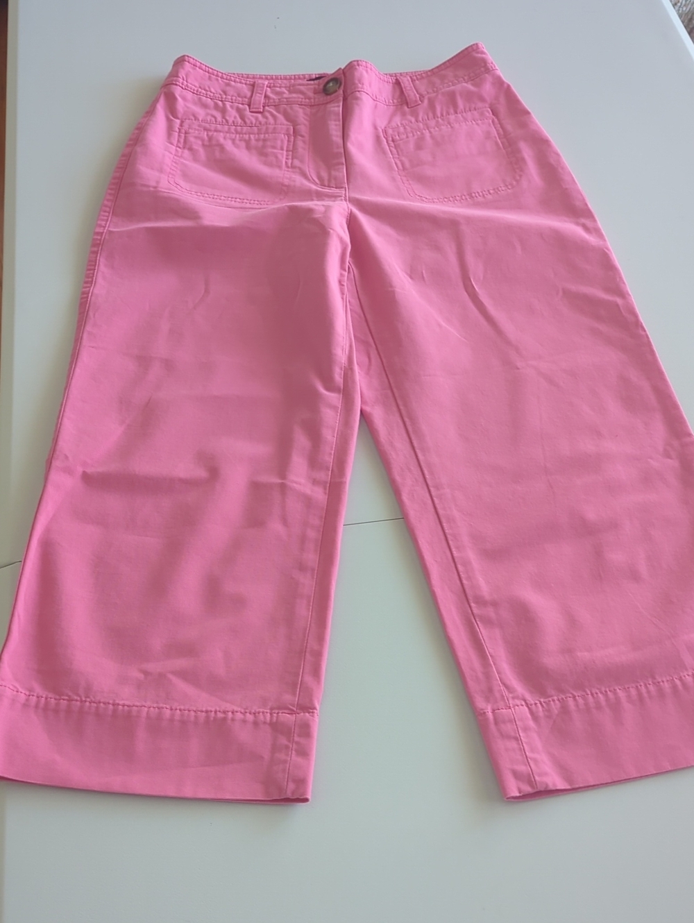 Talbots Hot Pink Cropped Wide-Leg Pants